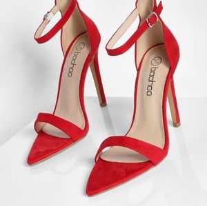 Red heeled sandals